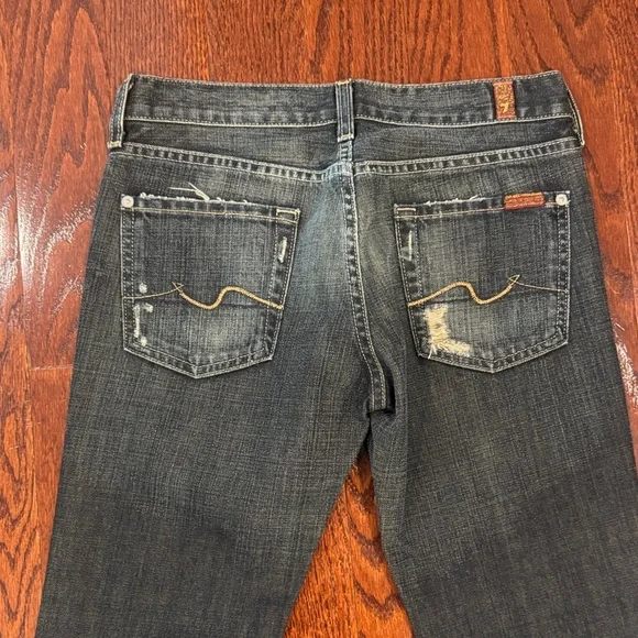 7 For All Mankind Distressed Bootcut Jeans - Picture 3 of 6